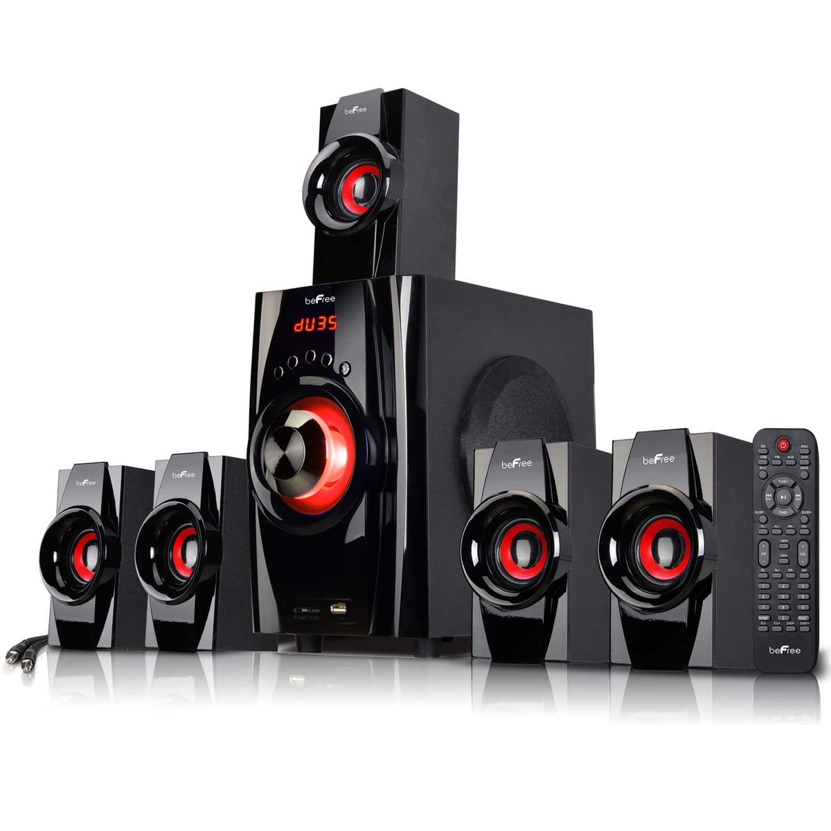 beFree Sound - 5.1 Channel Surround Sound Bluetooth Speaker System - Red