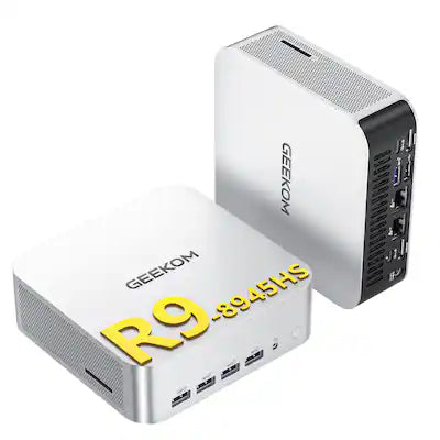 GEEKOM - A8 Max AI Mini PC, AMD Ryzen 9 8945HS, Dual LAN Port, 32GB DDR5 RAM& 1TB PCIe 4.0 NVMe SSD, Windows 11 Pro Pre-installed
