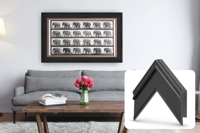 Front. Deco TV Frames - Premiere Bezel for Samsung the Frame TV - 65" - Black.