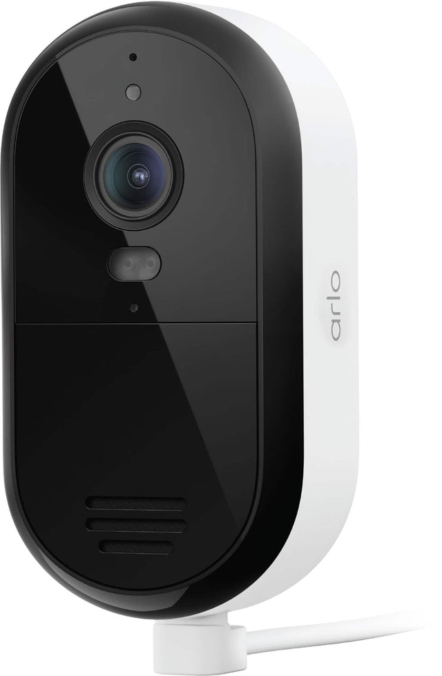 Front. Arlo - Essential Outdoor Security Camera 2K (2025 Release) - Wired Plug-In Powered, 1-Cam - White.