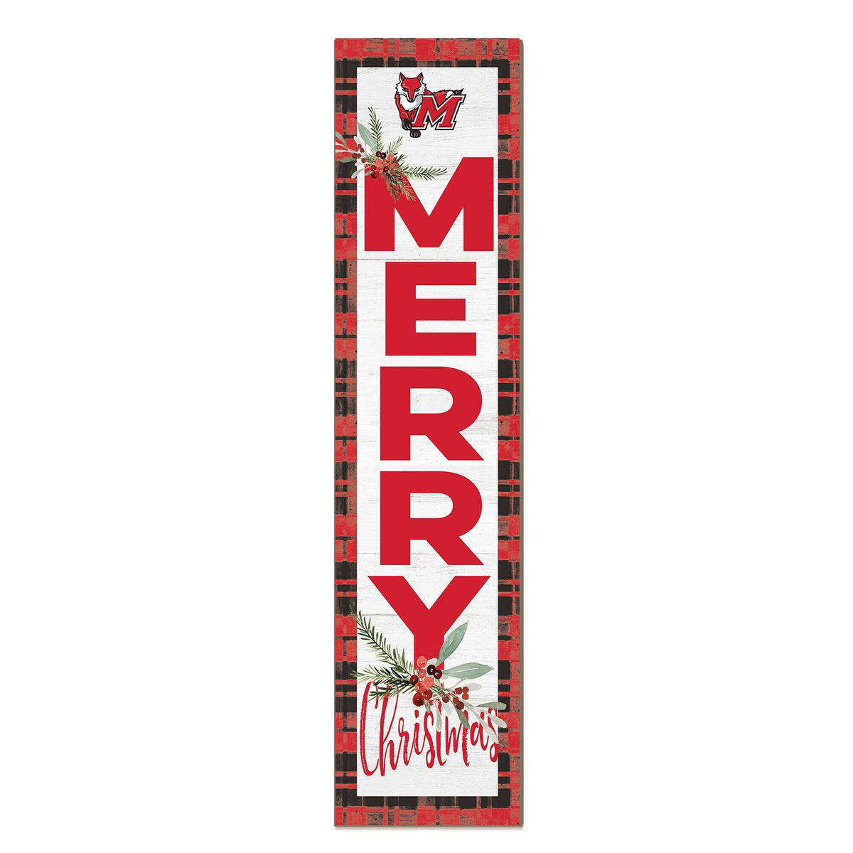 Jardine - Marist Red Foxes 12'' x 48'' Outdoor Merry Christmas Leaner - White