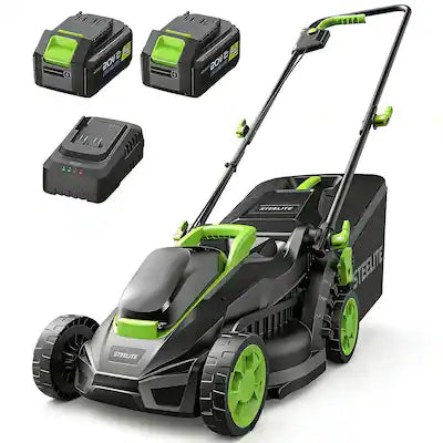 Steelite - 13-Inch 21V Cordless Electric Lawn Mower with Brushless Motor & 2 x 4.0Ah Battery