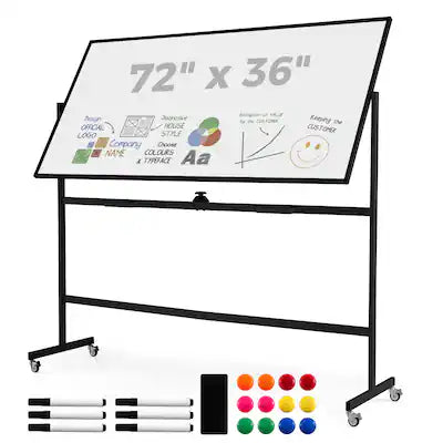 Costway - 72" x 36" Double-Sided Magnetic Whiteboard with Stand and Aluminum Alloy Frame
