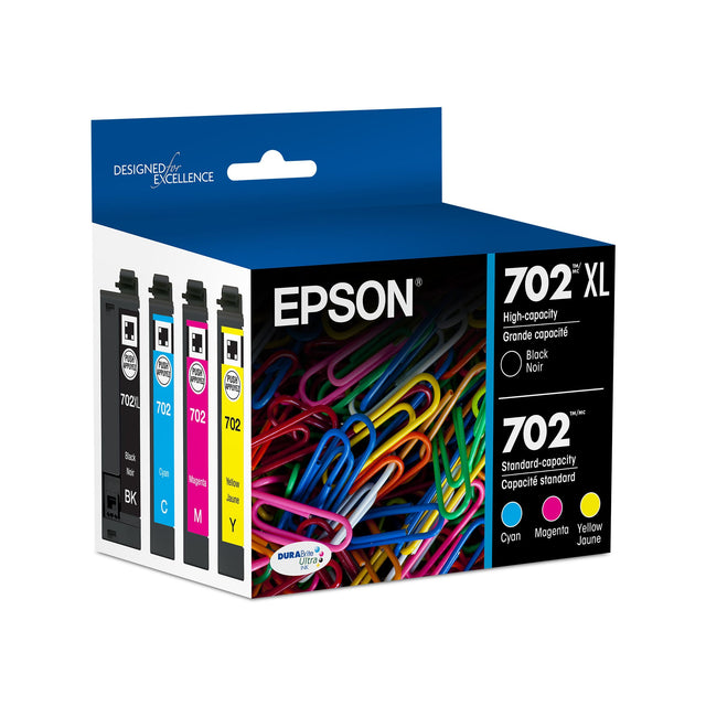 Designed for Excellence Epson 702 702 XL High-capacity Grande capacit Black POR Noir AYOL POOR POZ 702 TN/C M 702 702 Standard-capacity Magenta Yellow Cyan Jaune DURABile a Ultra.