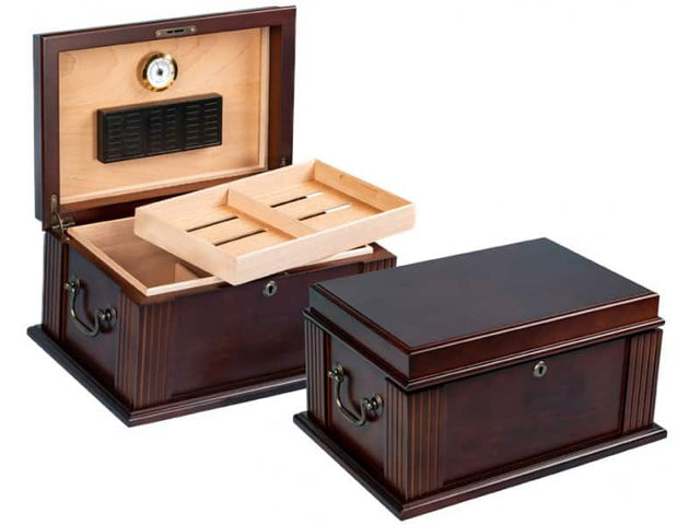 Front. Prestige - The Classic Cigar Humidors - Maple Veneer with French Antique Walnut finish.