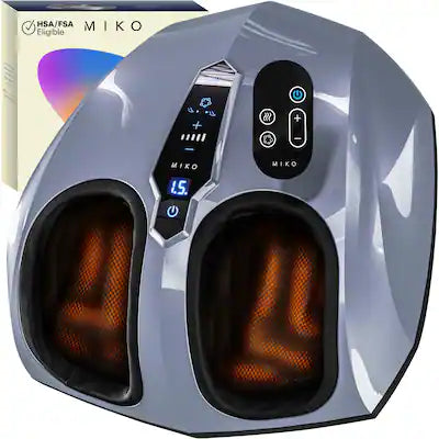 Miko - Shiatsu Foot Massager with Heat, Air Compression, Vibration, LCD Display, 5 Pressure Levels, Wireless Remotes