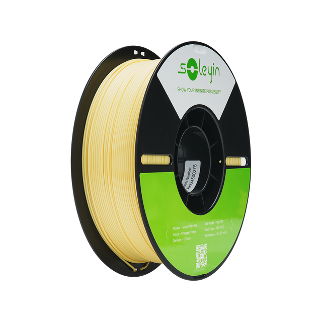 soleyin  
SHOW YOUR INFINITE POSSIBILITY  

Number: AB924500276  

Product: Soleyin PLA  
Color: Yellow  
Diameter: 1.75mm  

Net Weight: 470g  
Print Temp: 190-220°C  
Print Speed: 30-90 mm/s