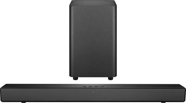 Front. Insignia™ - 2.1 Channel Soundbar with Wireless Subwoofer, DTS Virtual:X, Bluetooth, and Dialogue Enhancement - Black.