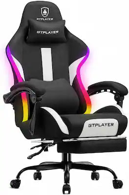 GTPlayer - RGB Gaming Chair Ergonomic Computer Chair Breathable Fabric Computer Gamer Chair Racing Style RGB LED Lights