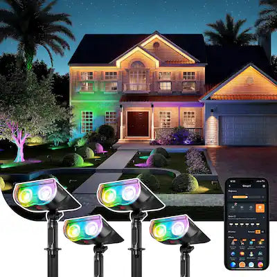 Linkind - Smart Solar Spotlights Outdoor SL5C, APP/Voice Control, IP67 Waterproof, 4 Pack