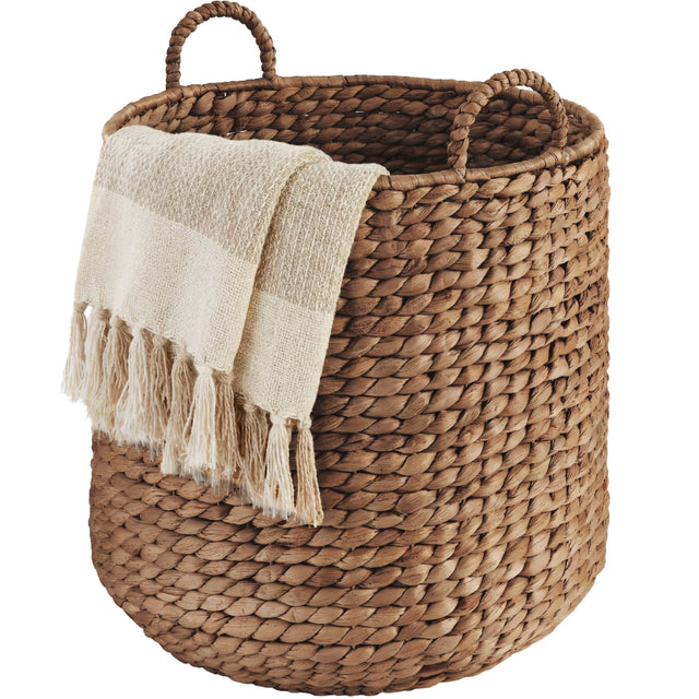 Front. Best Choice Products - Best Choice Products Round Storage Basket w/ Handles, Handwoven Water Hyacinth, Storage Organizer Tote - Chestnut - Chestnut.