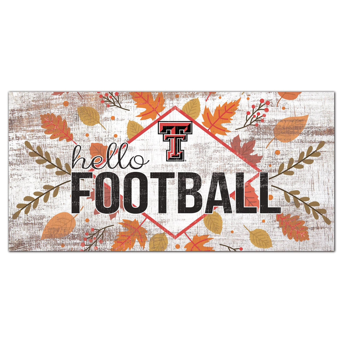 Fan Creations - Texas Tech Red Raiders 6'' x 12'' Hello Football Wall Art - White