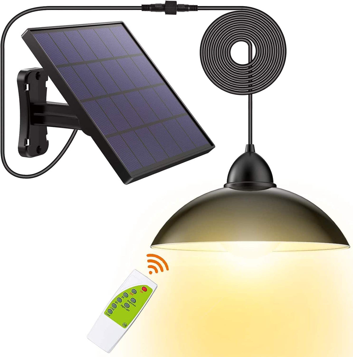 Oumilen - Split Separated Solar Pendant Lights with Remote – Warm White LED Solar Hanging Barn Lamp for Porch