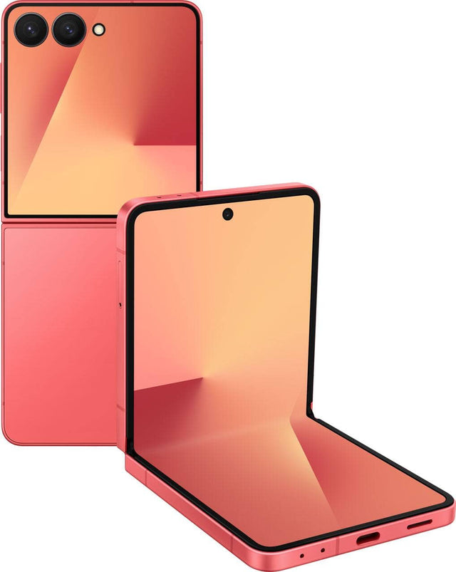 Front. Samsung - Galaxy Z Flip7 256GB (Unlocked) - Coral Red.