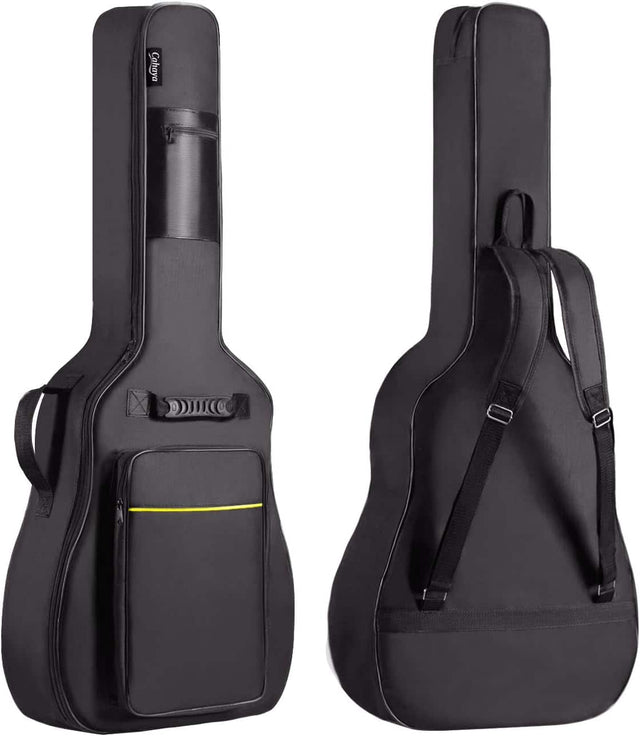 Front. CAHAYA - CAHAYA 41 In Acoustic Guitar Bag 0.35 In Thick Padding Water Resistent Dual Adjustable Guitar Case Gig Bag Black CY0152 - Black.