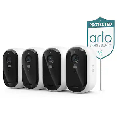 Arlo - Essential Outdoor Security Camera 2K (3rd Gen, 2025 Release) - Wireless, Rechargeable Camera with Yard Sign, 4-Cam