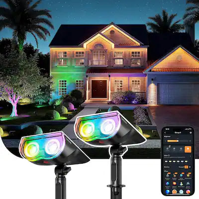 Linkind - Smart Solar Spotlights Outdoor SL5C, APP/Voice Control, IP67 Waterproof, 2 Pack