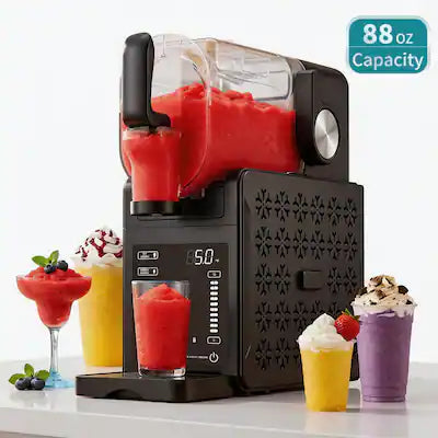 QIDO - Slushie Machine 88 oz. Frozen Drink Maker 5 presets Digital Temp Control No Ice Needed Quiet Operation&Self-Cleaning