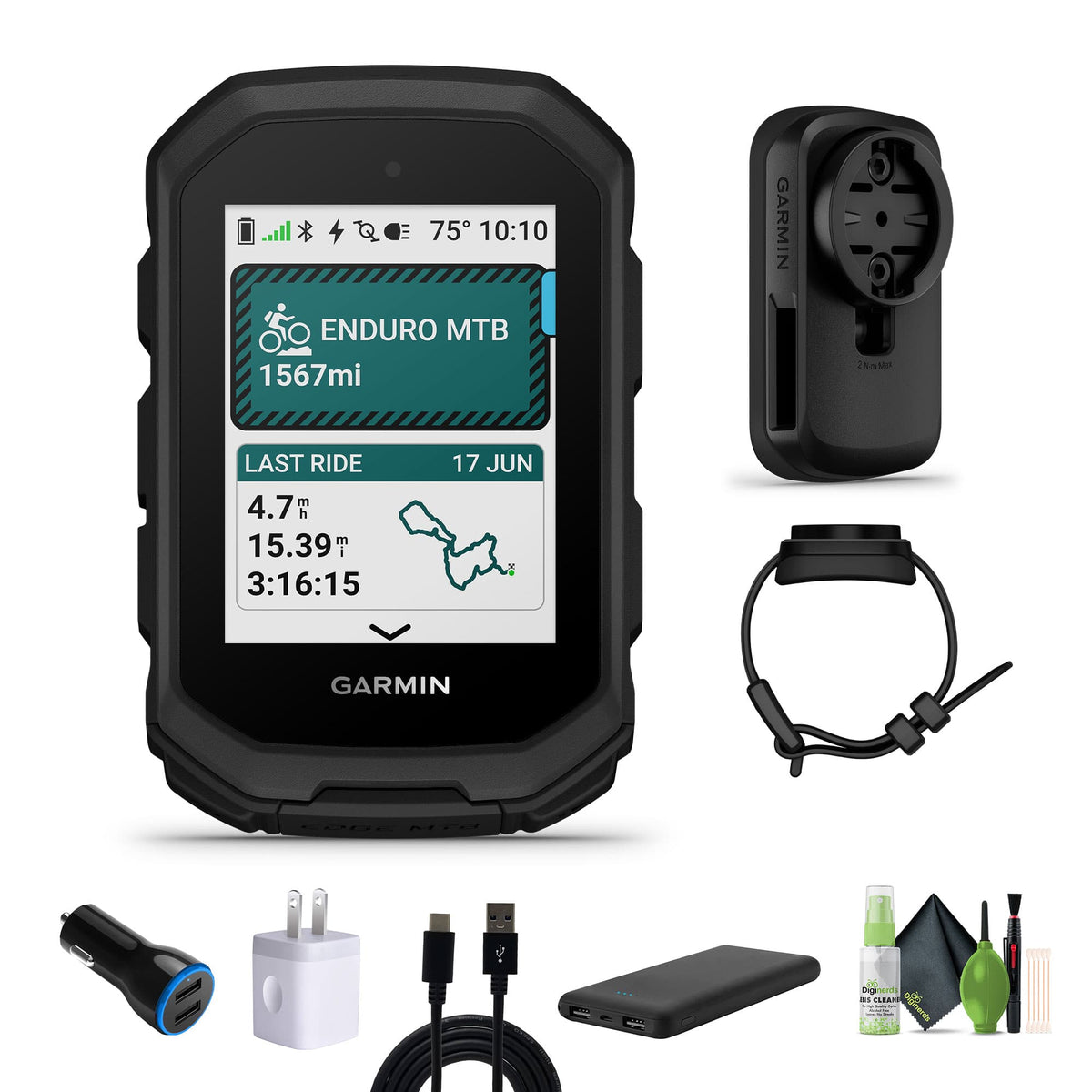Garmin - Edge MTB GPS Bike Computer with Top Tube Mount Bundle - Black