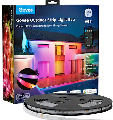 Govee - Wi-Fi Bluetooth Smart Outdoor LED Strip Light 32ft