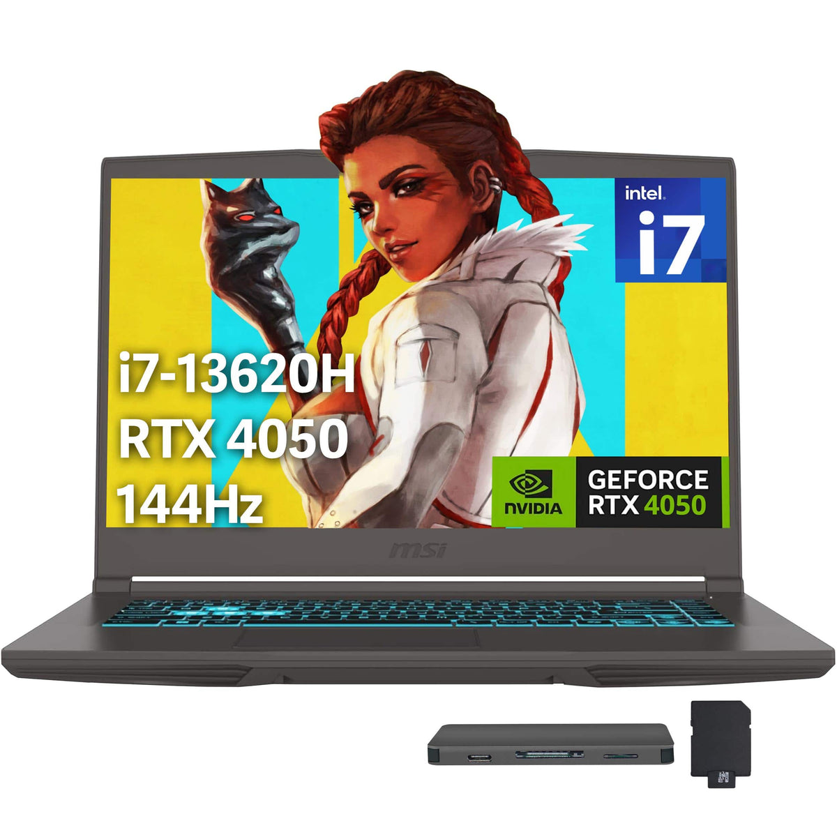 MSI - Upgraded - Thin 15.6" 144Hz Gaming Laptop,Intel Core i7-13620H,GeForce RTX 4050,32GB DDR4,1TB SSD,Backlit Keyboard,Win 11 - Gray