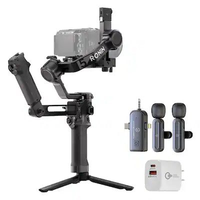 DJI - RS 5 Combo Handheld Gimbal Stabilizer + Wireless Microphone Set + USB Wall Charger