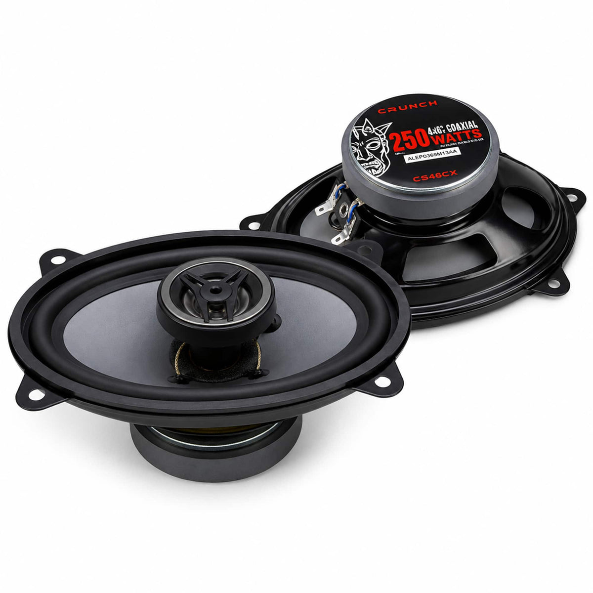 Crunch - CS46CX 4x6 Inch 2-Way Car Speakers, 250W Coaxial Audio System - Black