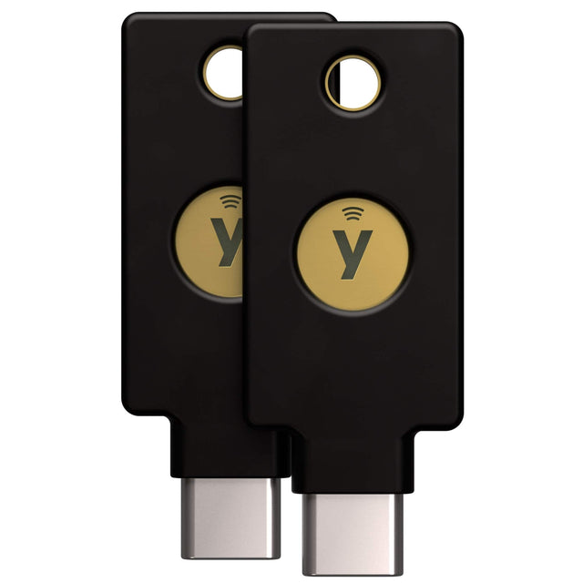 Front. Yubico - Yubico - YubiKey 5C NFC - Two-Factor authentication (2FA) Security Key, Connect via USB-C or NFC, FIDO Certified TwoPack - Black.