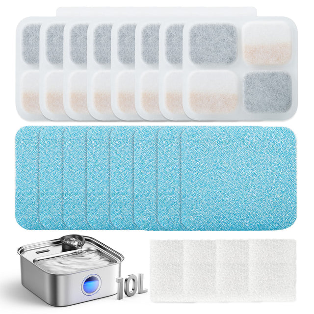 Front. Oneisall - 10L Automatic Dog Water Fountain Replacement Filter 8pcs - White.