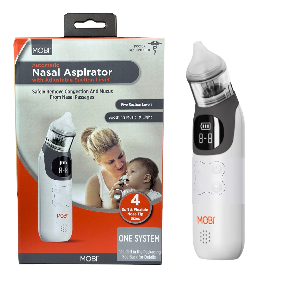 MOBI - Automatic Nasal Aspirator With Adjustable Suction Level - White