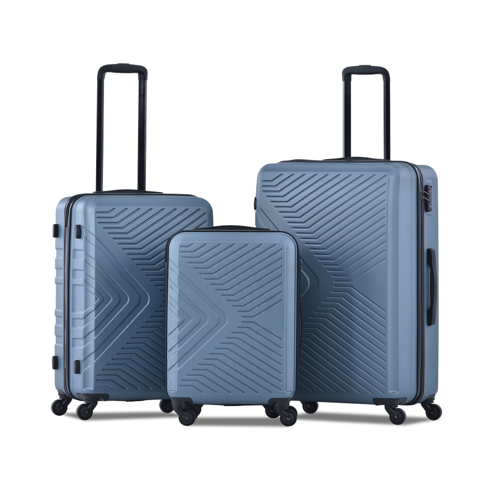 Ropilly - 3 Piece Luggage Set Hard Case Luggage 20/24/28 Inch - Blue