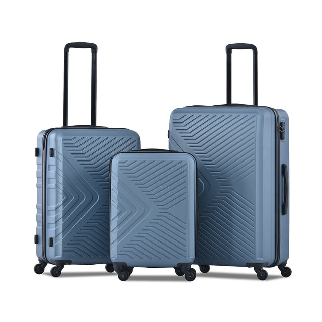 Front. Ropilly - Ropilly 3 Piece Luggage Set Blue Hard Case Luggage 20/24/28 Inch - Blue.