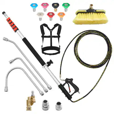 VEVOR - 25 FT Pressure Washer Telescoping Wand, with Power Washer Extension Wands & High Pressure Hose, Brush Head, 7 Nozzles
