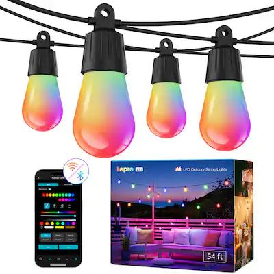 Lepro - ZB1 54FT. AI Smart LED Outdoor String Lights, RGBICWW