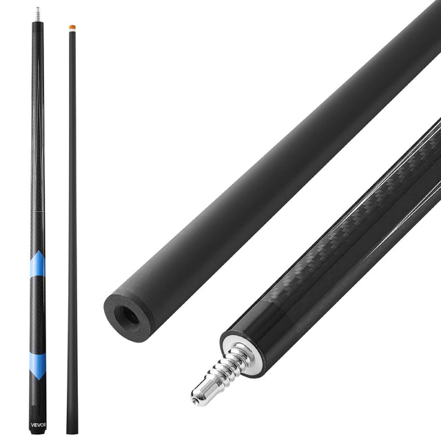 Front. VEVOR - 58-Inch Carbon Fiber Pool Cue, 19 oz One-Piece Billiard Stick with Bakelite Tip & ABS Joint, Ideal for Pool Tables - Gray-black.