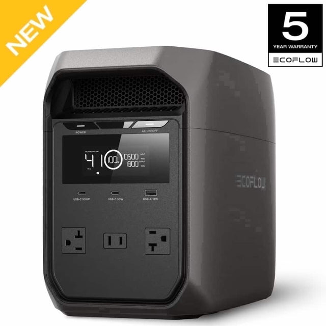 NEW 5 YEAR WARRANTY ECOFLOW POWER AC ON/OFF 4 - 0500 100. 1600 COFLO USB-C 100W USB-C 30W USB-A 18W