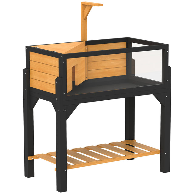 Front. Pawhut - Tortoise Habitat with Storage Shelf, Tortoise Enclosure with Clear Windows, Openable Top.