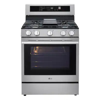 LG - 30-in Wide 6.3 Cu. Ft. Freestanding Gas True Convection Smart Range with 5 Burners, Air Fry and UltraHeat 20K Burner
