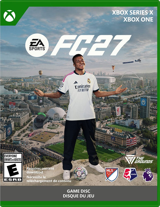 XBOX SERIES X XBOX ONE  
EA SPORTS  
FC27  
Emirates FLY BETTER  
EVERYONE ENFANTS et ADULTES  
Requires content download  
Necessite le téléchargement de contenu  
MLS  
THE GROUNDS  
NWSL  
GAME DISC  
DISQUE DU JEU