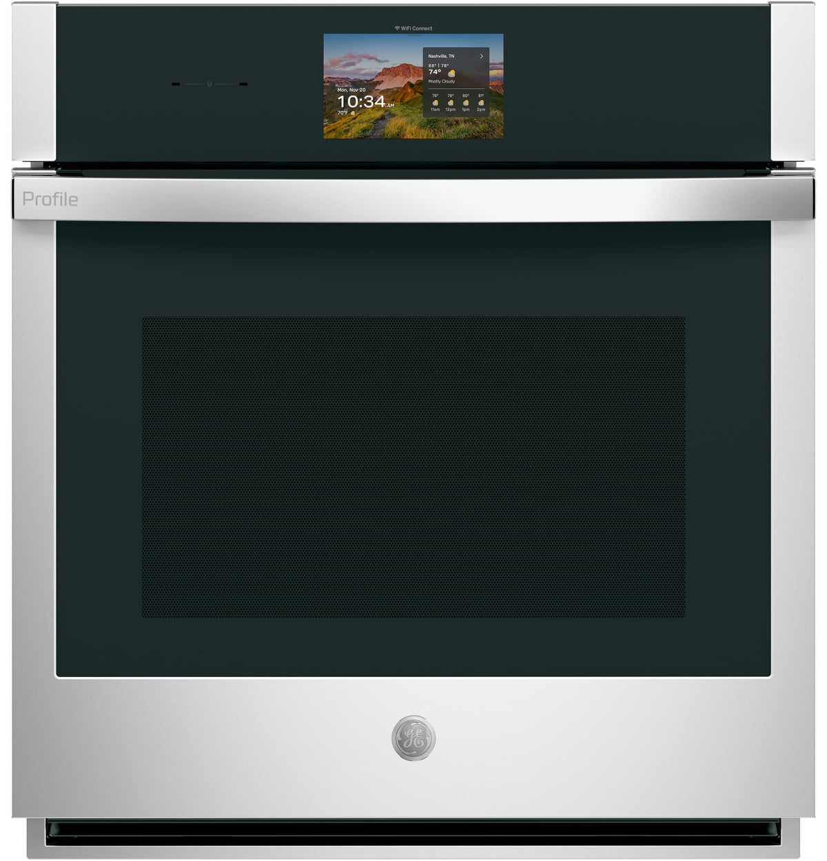GE Profile - 27" Smart Built-In Single Electric True European Convection Wall Oven with Air Fry and Precision Cooking - Stainless Steel