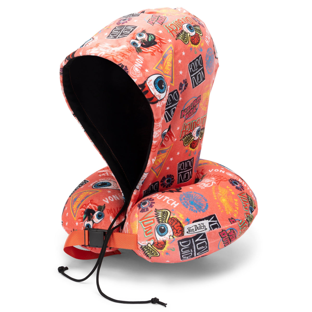 Von Dutch - Jax Hooded Memory Foam Travel Neck Pillow - Pink