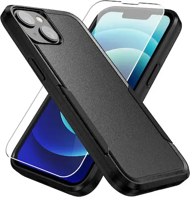 Entronix - Bundle for iPhone 15 - Soft-Touch Dual-Layer Case & 2 Clear Screen Protector