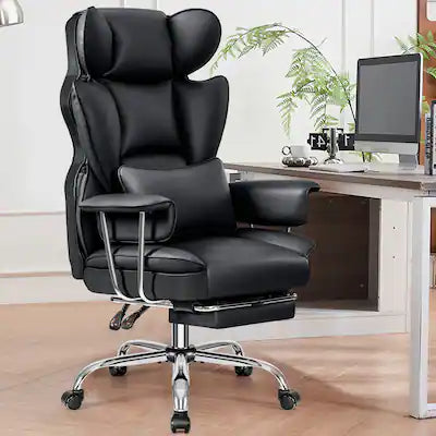 KERDOM - Ergonomic Big and Tall Office Chair with Footrest, Soft High Back Executive Beautiful PU Leather Computer Chair