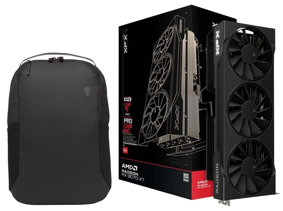 XFX - Swift AMD Radeon RX 9070XT Triple Fan Gaming Edition 16GB GDDR6 5.0 Graphics Card Bundle with Alienware Backpack