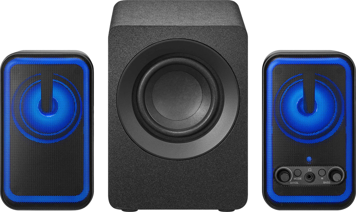 Insignia™ - 2.1 Bluetooth Computer Speaker System with RGB Lighting and Remote Control (3-Piece) - Black