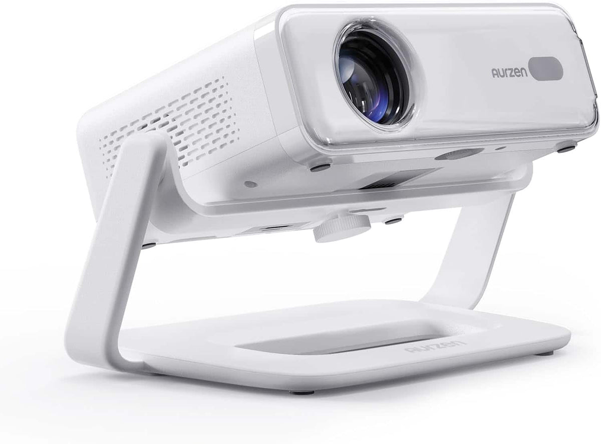 Aurzen - Multi-Angle Projector Stand, 180° Rotatable, ¼" Screw, Compatible with EAZZE D1/D1G/D1 Pro, TMY, HAPPRUN, Epson - White