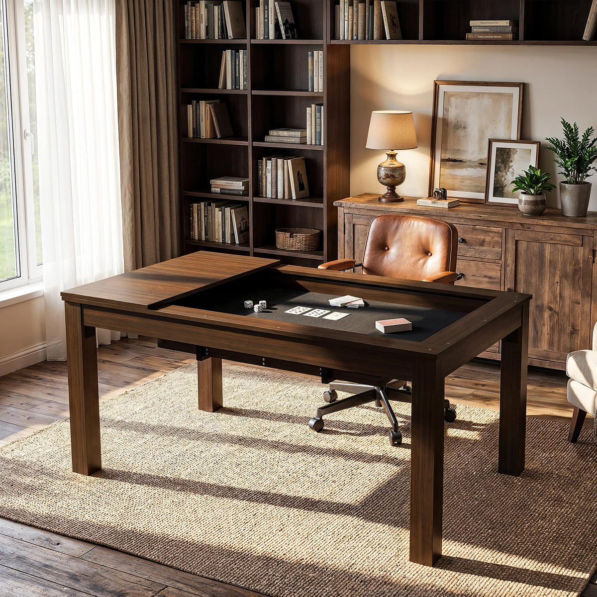 Famapy - Multi-Purpose Board Game Table for Family Game Night, Dining, Work and Home Entertainment - Dark Walnut