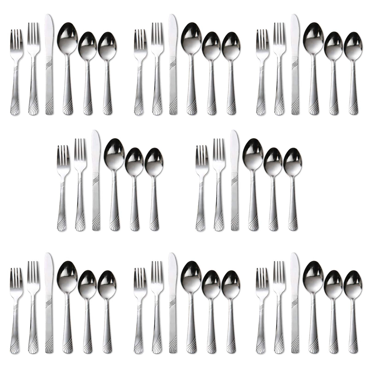 KITCHENTREND - Kitchentrend48 Pcs Cutlery Set For 8 Stainless Steel Knife Fork Spoon Tableware Flatware Set Kitchen Dinnerware Gift - Silver