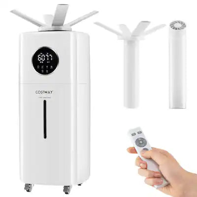 Costway - 2200 sq.ft Whole House Humidifier 5.5Gal Top Fill Cool Mist Humidifier with Wheels