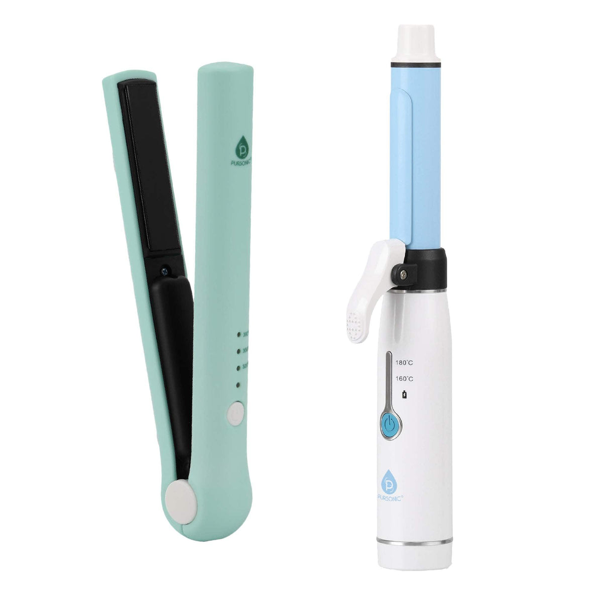 Pursonic - USB Rechargeable Cordless Styling Duo – Hair Straightener & Curling Iron Bundle - Multicolor